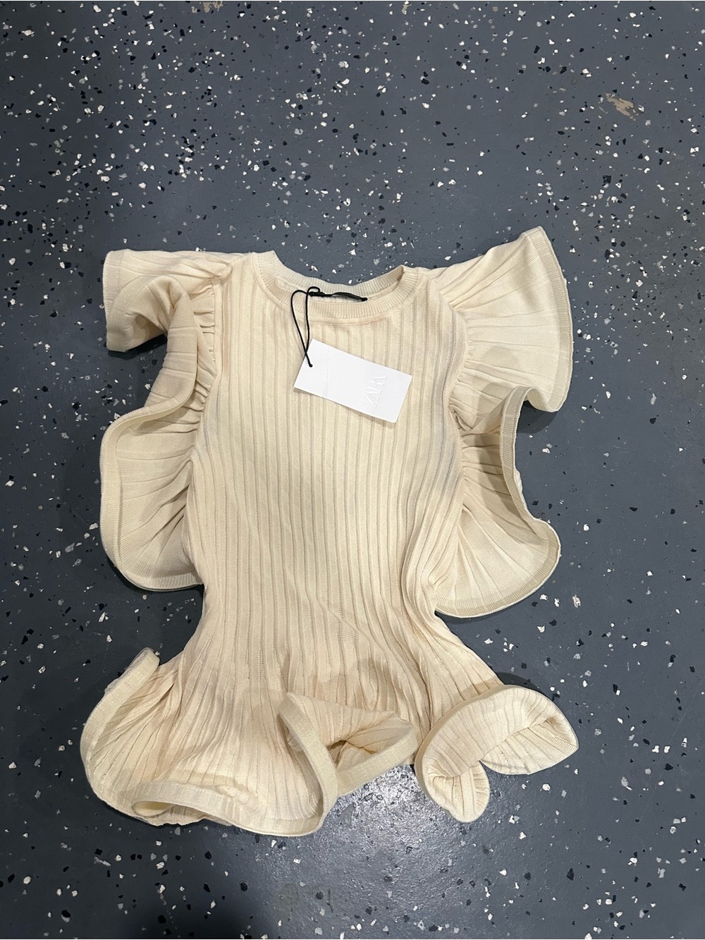 Ruffled Cream Knit Kids One-Piece Romper